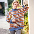 Wholesaler Winter Turtleneck christmas sweater women color mixing women's sweaters